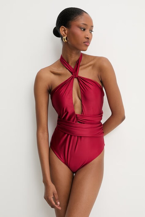 Answear.LAB strój kąpielowy jednoczęściowy damski czerwony