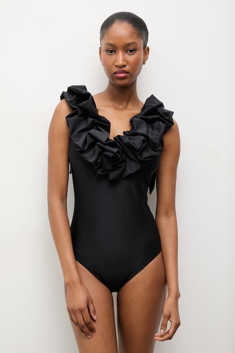 Answear.LAB jednoczęściowy strój kąpielowy kolor czarny lekko usztywniona miseczka