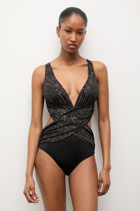 Answear.LAB jednoczęściowy strój kąpielowy kolor czarny miękka miseczka