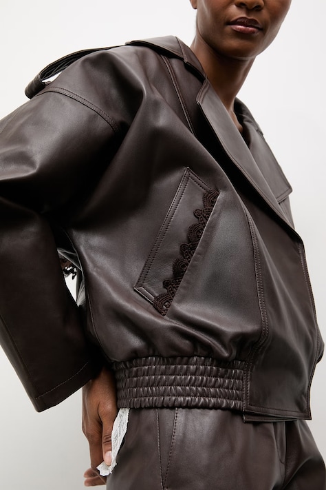 Answear.LAB kurtka damska skórzana LOTTIE z kolekcji Unscripted brązowa