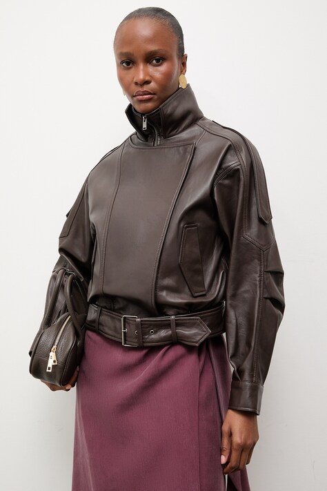 Answear.LAB ramoneska damska skórzana z kolekcji Unscripted brązowa