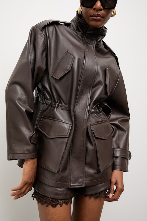 Answear.LAB kurtka damska skórzana z kolekcji Unscripted brązowa