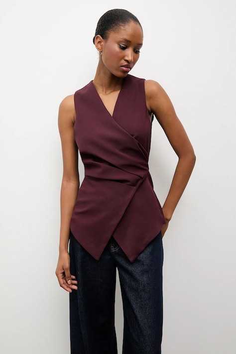 Answear.LAB kamizelka kolor bordowy oversize