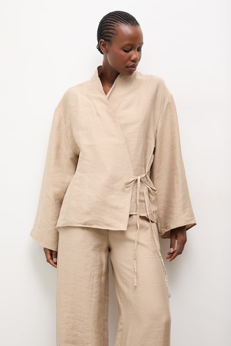Answear.LAB marynarka damska z lyocellem beżowa