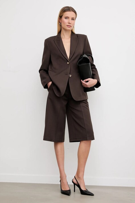 Answear.LAB marynarka kolor brązowy jednorzędowa gładka