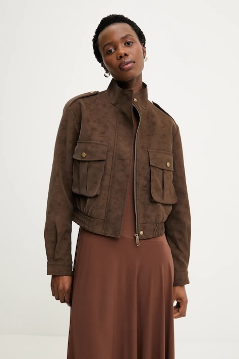 Answear.LAB kurtka kolor brązowy przejściowa oversize