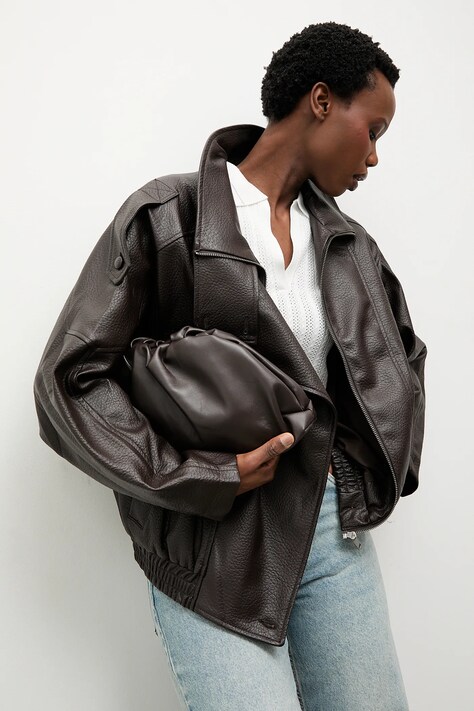 Answear.LAB kurtka kolor brązowy przejściowa oversize