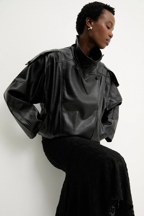 Answear.LAB kurtka kolor czarny przejściowa oversize