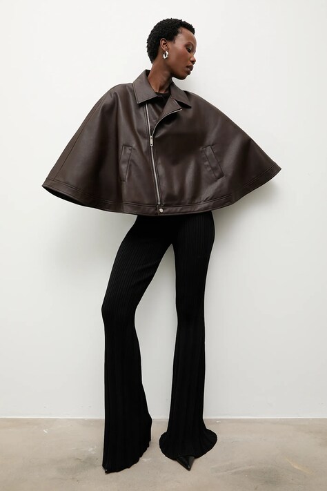 Answear.LAB poncho kolor brązowy przejściowa