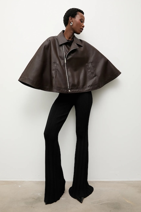 Answear.LAB poncho kolor brązowy przejściowa