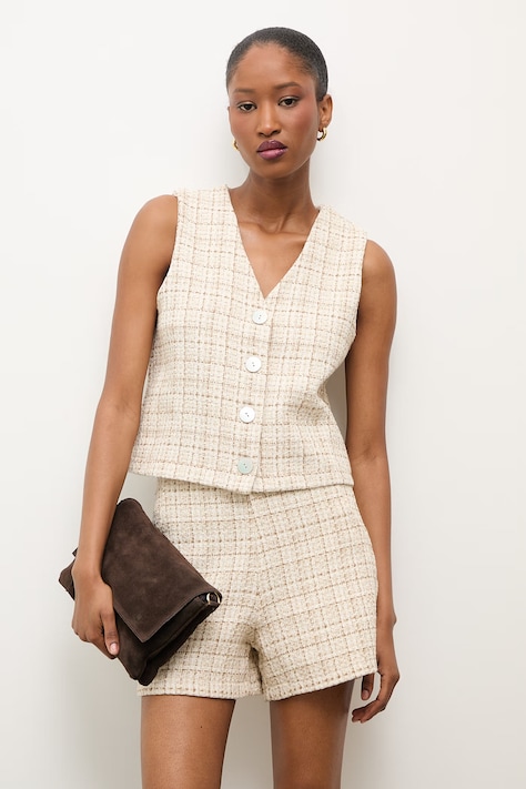 Answear.LAB kamizelka jednorzędowa damska beżowa