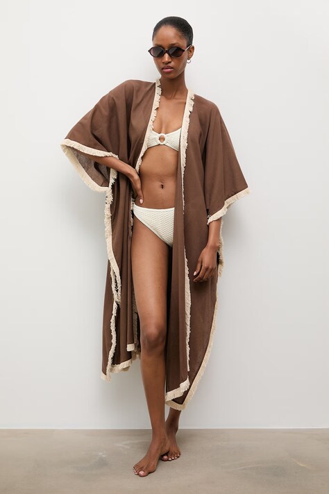 Answear.LAB kimono damskie bawełniane brązowe