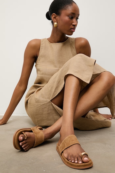 Answear.LAB klapki zamszowe damskie kolor brązowy