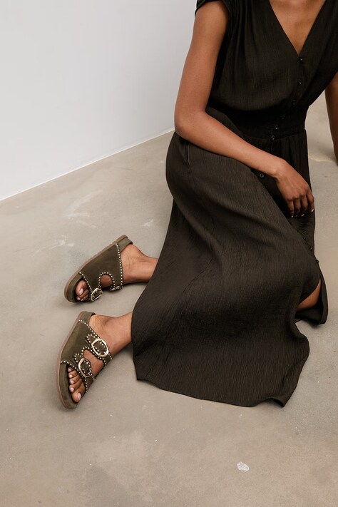 Answear.LAB papuci din piele culoarea verde