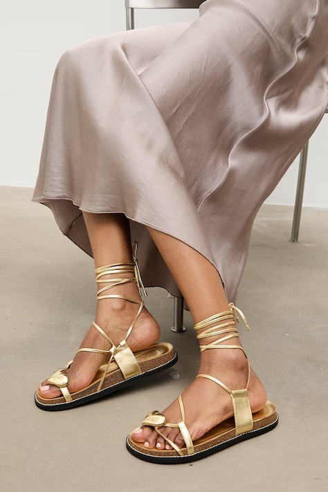 Answear.LAB sandały skórzane dziecięce damskie kolor złoty