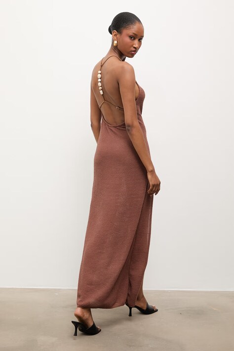 Answear.LAB sukienka plażowa damska brązowa