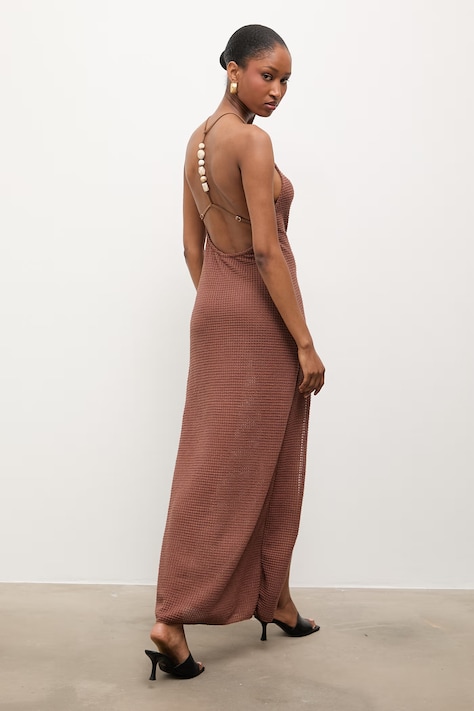 Answear.LAB sukienka plażowa damska brązowa