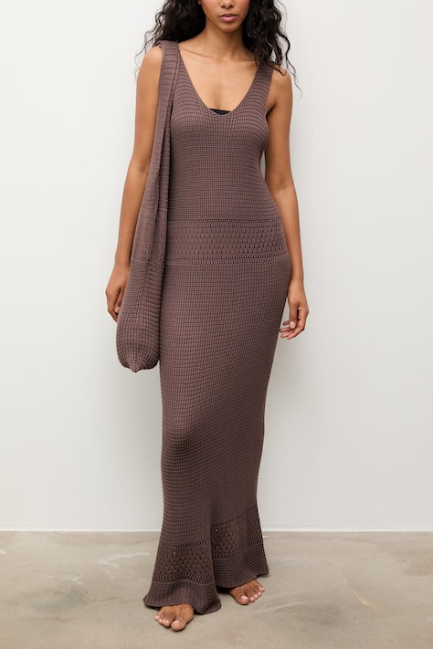 Answear.LAB sukienka plażowa damska brązowa