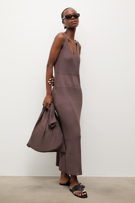 Answear.LAB sukienka plażowa damska brązowa