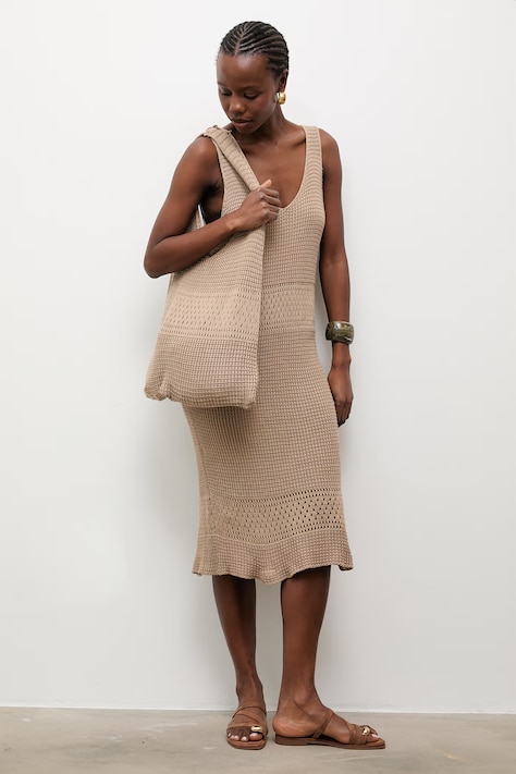 Answear.LAB sukienka plażowa damska beżowa