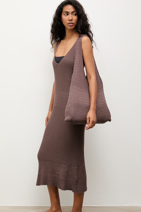 Answear.LAB sukienka plażowa damska brązowa