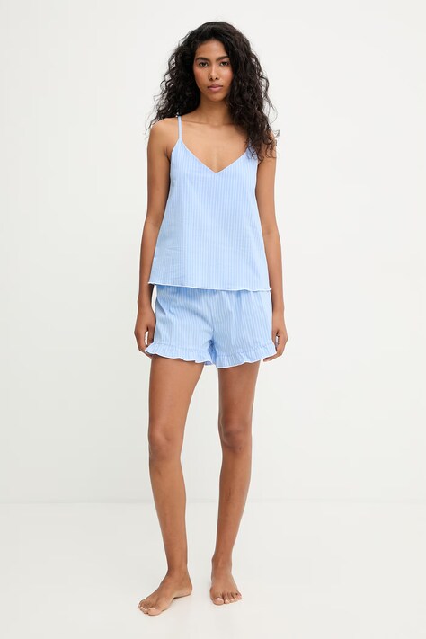 Answear.LAB piżama damska z bawełną niebieska