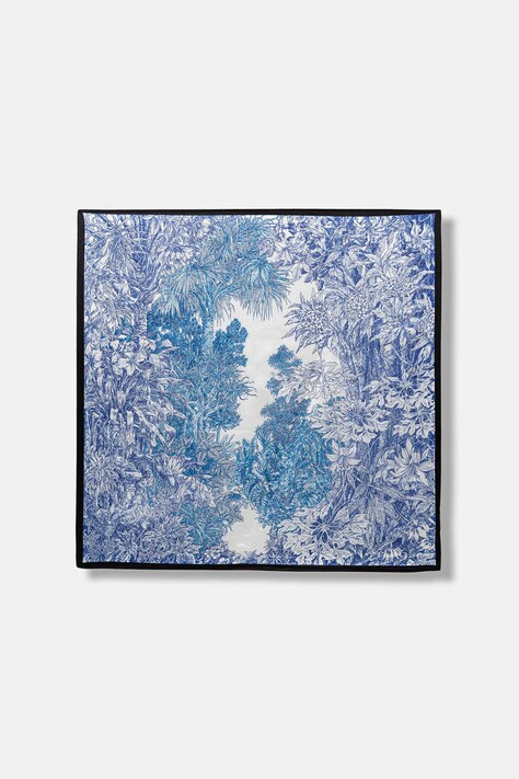 Answear.LAB apaszka jedwabna damska kolor niebieski wzorzysta