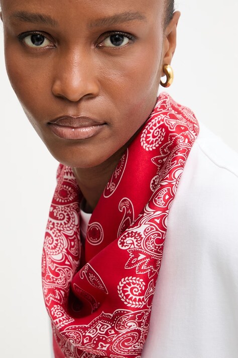 Answear.LAB chusta jedwabna z kolekcji Unscripted damska kolor czerwony wzorzysta