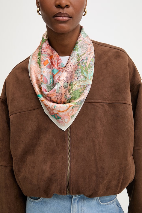 Answear.LAB apaszka jedwabna z kolekcji Unscripted kolor pomarańczowy wzorzysta