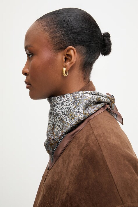 Answear.LAB apaszka jedwabna z kolekcji Unscripted damska kolor brązowy wzorzysta