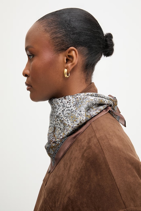 Answear.LAB apaszka jedwabna z kolekcji Unscripted damska kolor brązowy wzorzysta