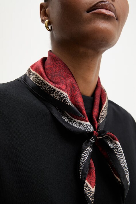 Answear.LAB apaszka jedwabna z kolekcji Unscripted damska kolor czerwony wzorzysta