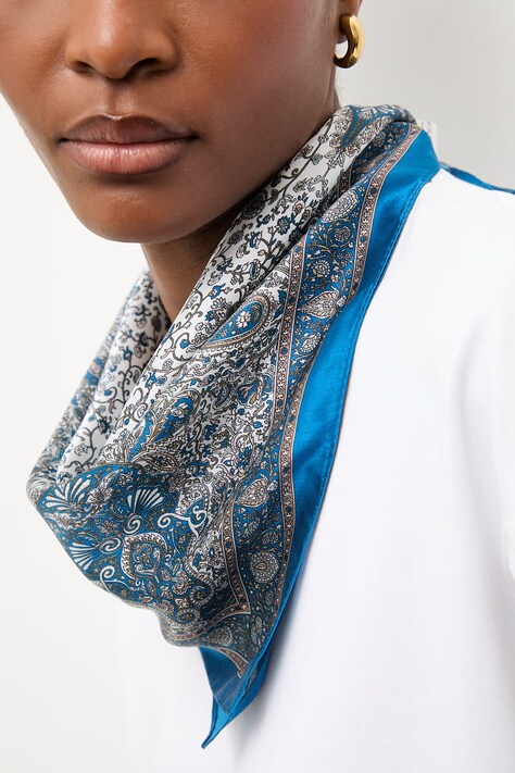Answear.LAB apaszka jedwabna z kolekcji Unscripted damska kolor niebieski wzorzysta