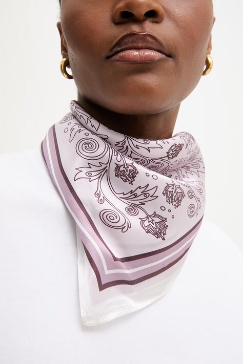 Answear.LAB apaszka jedwabna damska kolor fioletowy wzorzysta