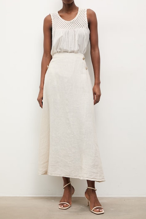 Answear.LAB spódnica lniana beżowa gładka