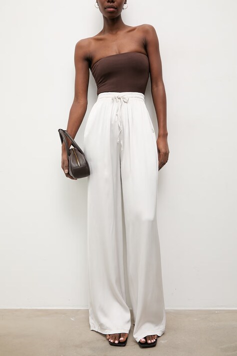 Answear.LAB spodnie damskie z wiskozy beżowe high waist