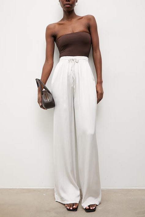 Answear.LAB spodnie damskie z wiskozy beżowe high waist