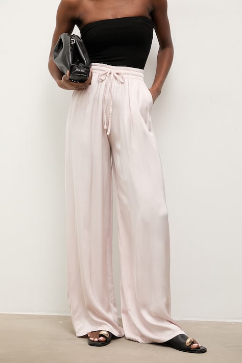 Answear.LAB spodnie damskie z wiskozy beżowe high waist