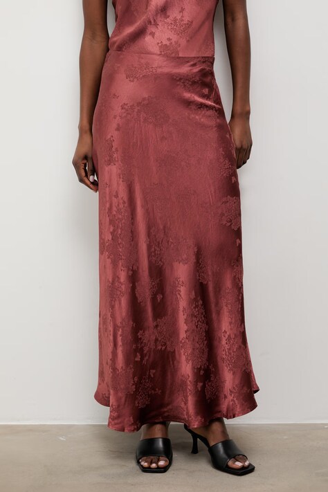 Answear.LAB spódnica z dodatkiem lnu pomarańczowa w kwiaty