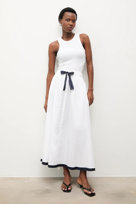 Answear.LAB spódnica bawełniana kolor biały maxi rozkloszowana