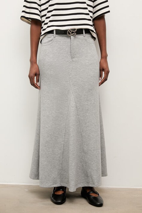 Спідниця Answear.LAB колір сірий maxi розкльошена