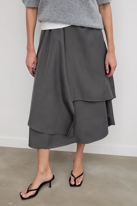 Answear.LAB spódnica kolor szary midi rozkloszowana