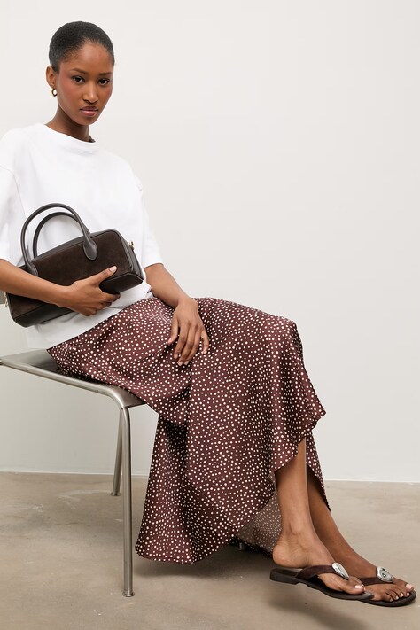 Answear.LAB spódnica brązowa w groszki
