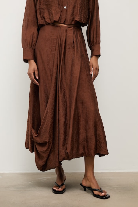 Answear.LAB spódnica bombka brązowa gładka