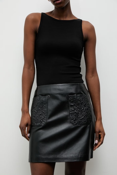 Answear.LAB spódnica skórzana ANNIE czarna gładka