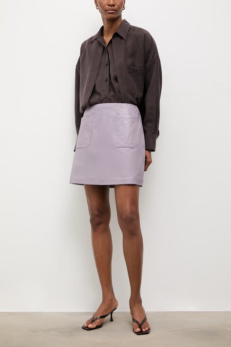 Answear.LAB spódnica skórzana ANNA z kolekcji Unscripted fioletowa gładka