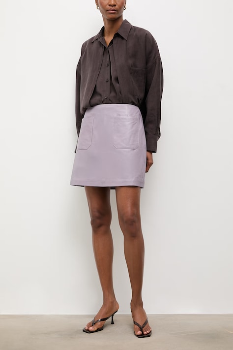 Answear.LAB Fustă din piele ANNA Unscripted Collection violet simplă
