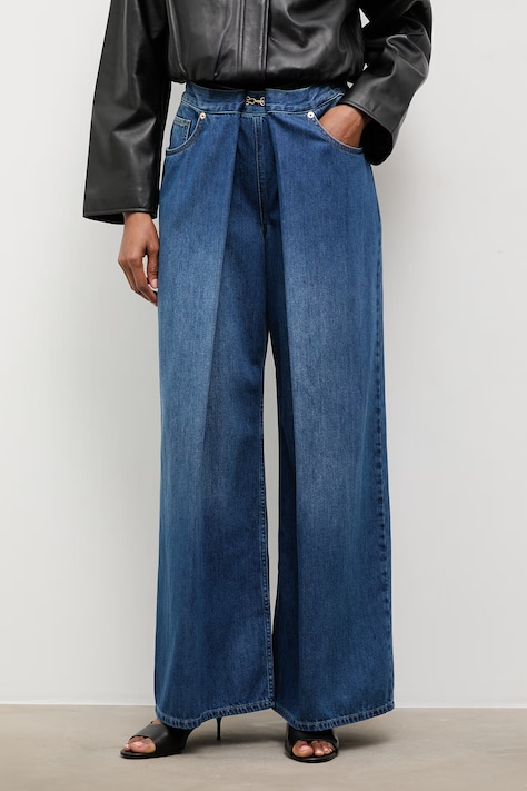 Answear.LAB jeansy wide leg damskie granatowe