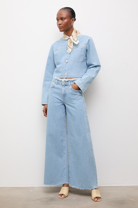 Answear.LAB jeansy wide leg damskie niebieskie