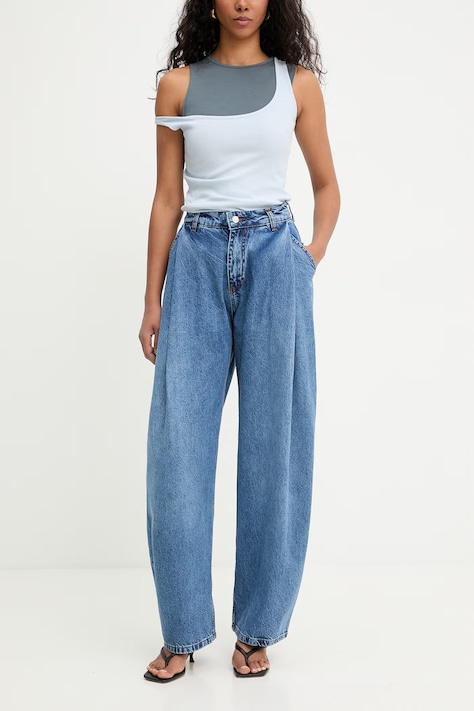 Answear.LAB jeansy wide leg damskie niebieskie